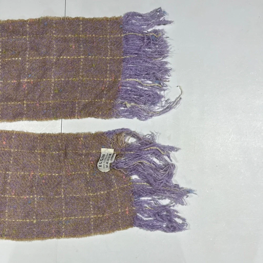 Elgin Made in Scotland Heritage Merino Wool Tweed Scarf Fringe Womens OS Vintage